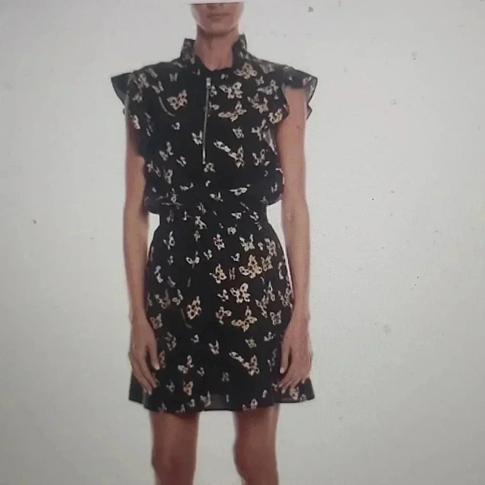 LOVE MOSCHINO SHORT SLEEVED DRESS WITH BUTTERFLY MOTIF PRINT SIZE 2